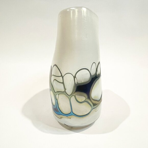 Robert Held Art Glass Vase Signed 6.25" Opalescent w/ Iridescent Blue Purple - Picture 4 of 9